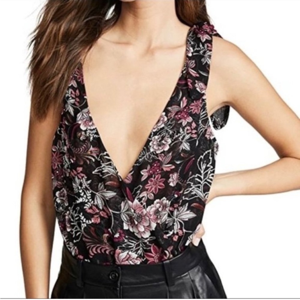 Misa Los Angeles Markez Floral Velvet Bodysuit